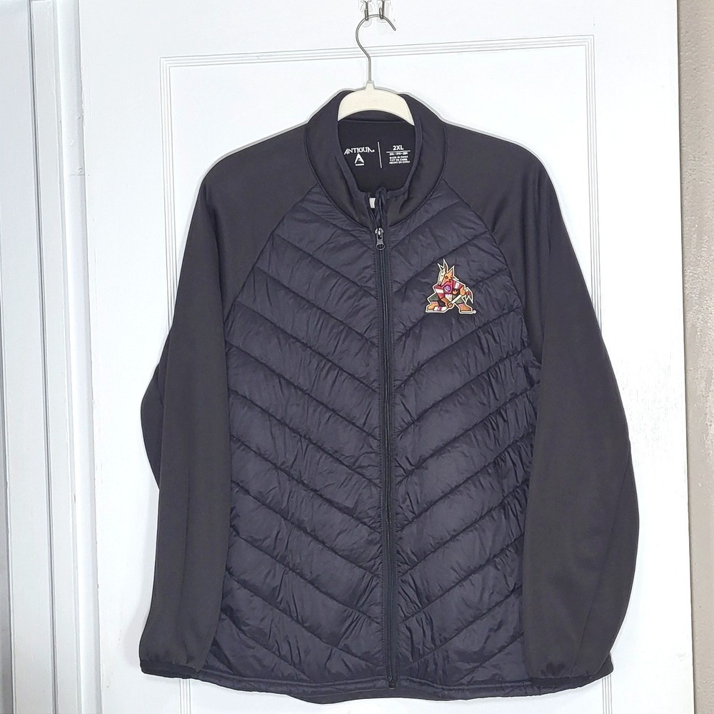 Antigua Womens Arizona Coyotes NHL Hybrid Quilted Puffer Jacket Black 2XL